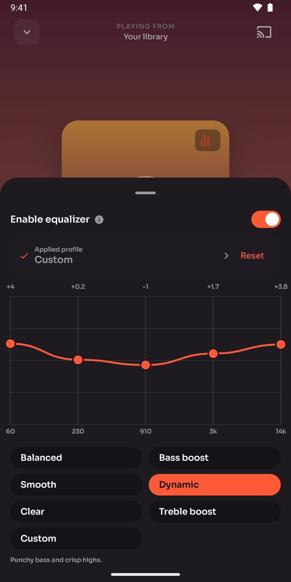 Audex equalizer with a headphone profile and presets